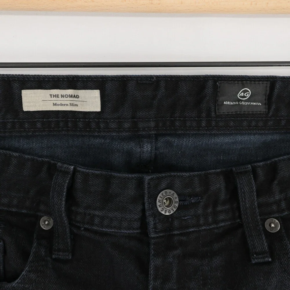 AG Adriano Goldschmied Nomad Jeans Mens 32x34 Black Modern Slim Stretch Denim